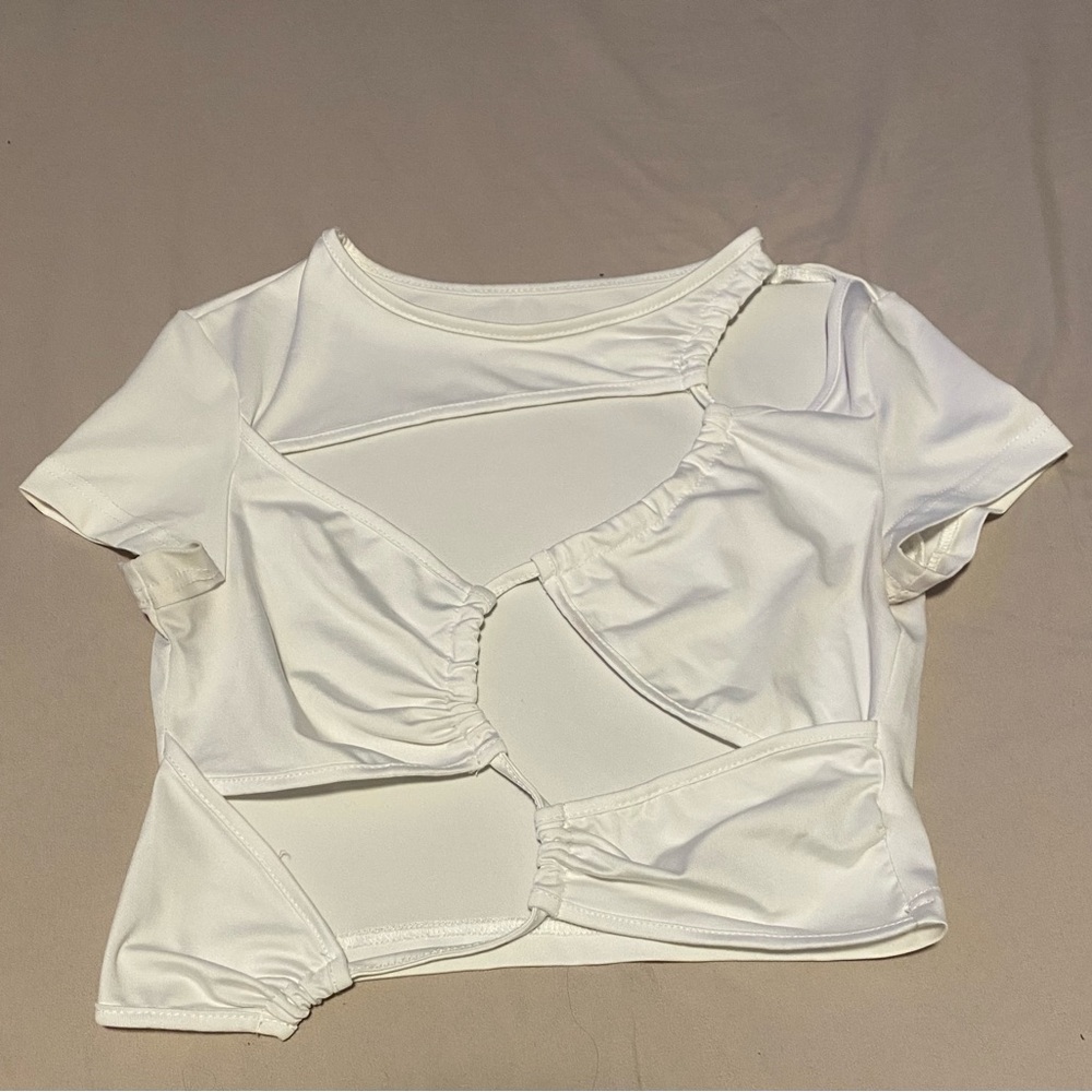 Stylish White Cut-Out Women's Top